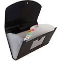 JAM Paper® 13 Pocket Plastic Expanding File, Accordion Folders, Check Size, 5 x 10 1/2, Black, 144/Pack (2167013C)