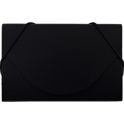 JAM Paper® Plastic Business Card Holder Case with Round Flap, Black Solid, Sold Individually (916704