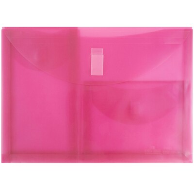 JAM Paper® 3 Pocket Plastic Envelope with Hook & Loop, Letter Booklet, 9.75 x 13, Pink, Sold Individually (167425929)