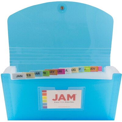 Jam Paper Plastic File Pocket, Check Size, Blue (221618980)