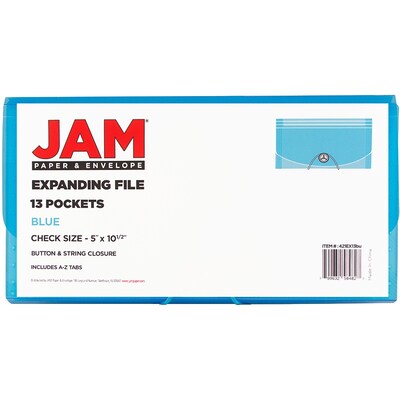Jam Paper Plastic File Pocket, Check Size, Blue (221618980)