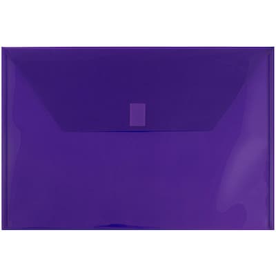 JAM Paper® Plastic Envelopes with Hook & Loop Closure, Legal Booklet, 9.5 x 14 3/8, Purple Poly, 1