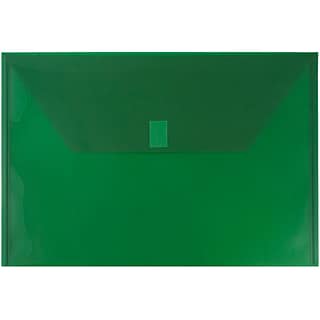 JAM Paper® Plastic Envelopes with Hook & Loop Closure, Legal Booklet, 9.5 x 14 3/8, Green Poly, 12
