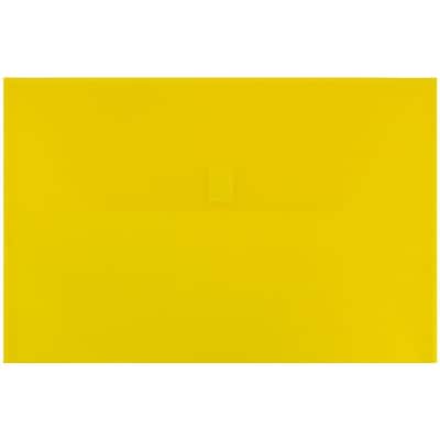 JAM Paper® Plastic Envelopes with Hook & Loop Closure, Legal Booklet, 9.75 x 14.5, Yellow, 12/Pack (