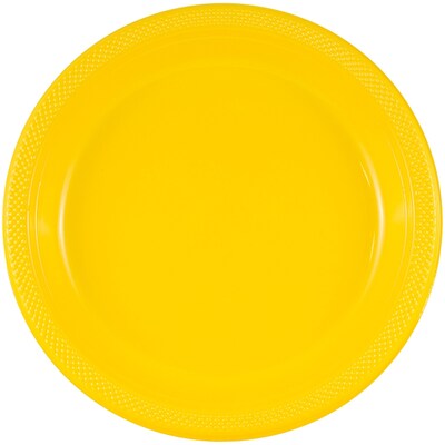 JAM Paper® Round Plastic Disposable Party Plates, Small, 7 Inch, Yellow, 20/Pack (255321940)