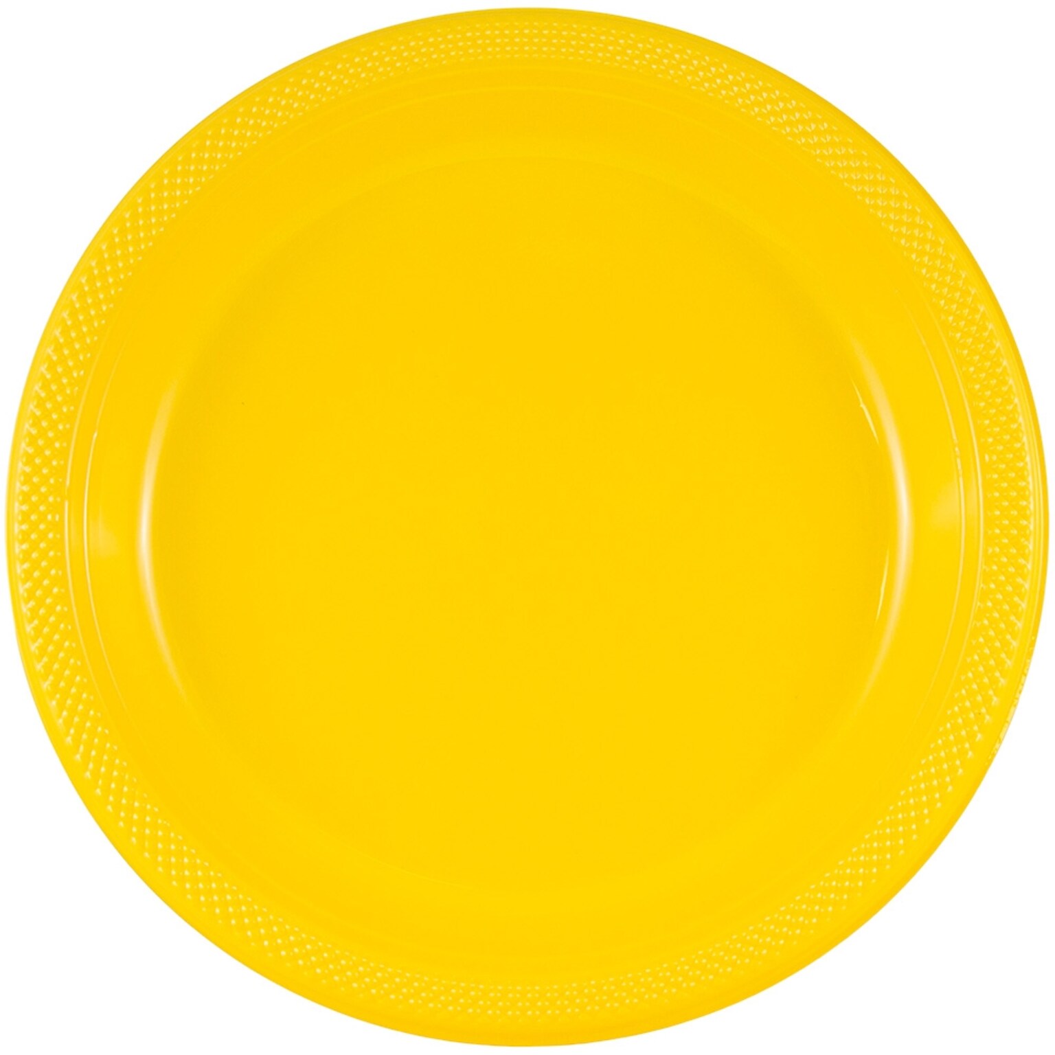 JAM Paper® Round Plastic Disposable Party Plates, Small, 7 Inch, Yellow, 20/Pack (255321940)