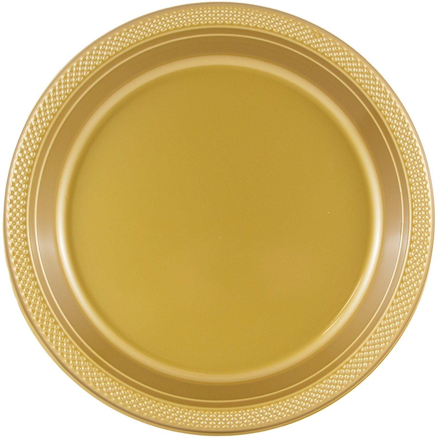 JAM Paper® Round Plastic Disposable Party Plates, Medium, 9 Inch, Gold, 20/Pack (255325365)