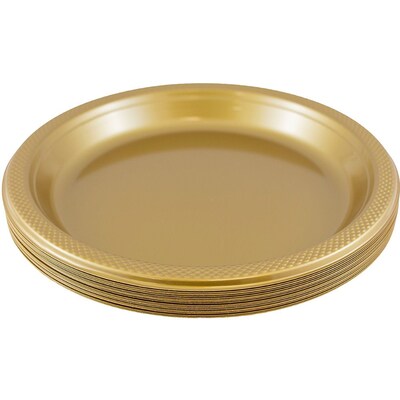 JAM Paper 7" Plastic Plates, Gold, 20/Pack (255325367)