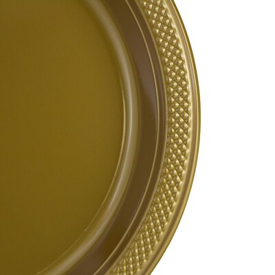 JAM Paper® Round Plastic Disposable Party Plates, Small, 7 Inch, Gold, 20/Pack (255325367)