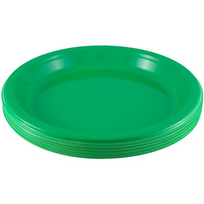 JAM Paper 9 Plastic Plates, Green, 20/Pack (255328197)