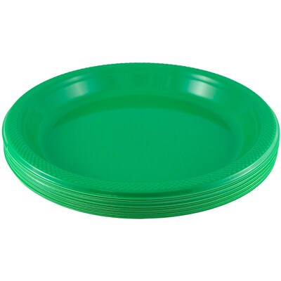 JAM Paper® Round Plastic Disposable Party Plates, Small, 7 Inch, Green, 20/Pack (255328195)