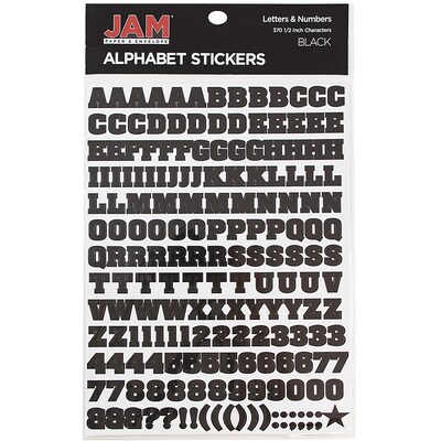 JAM Paper® Self-Adhesive Alphabet Letter Stickers, Black, 372/Pack (2132817353)