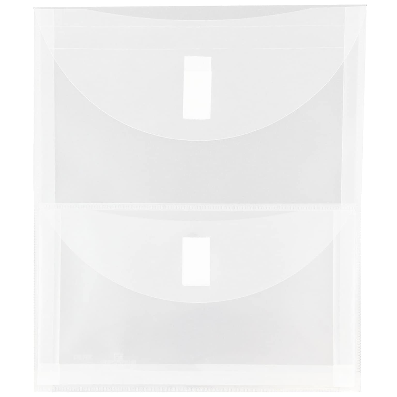 JAM Paper® Plastic 2 Pocket Envelopes with Hook & Loop Closure, Letter Open End, 9.75 x 11.5, Clear Poly, Each (2163613478)