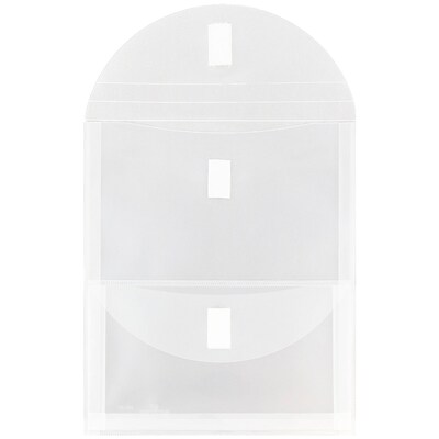 JAM Paper® Plastic 2 Pocket Envelopes with Hook & Loop Closure, Letter Open End, 9.75" x 11.5", Clear Poly, Each (2163613478)