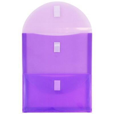 JAM Paper® 2 Pocket Plastic Envelope with Hook & Loop, Letter Open End, 9.5 x 11.5, Purple, Sold Ind