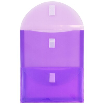 JAM Paper® 2 Pocket Plastic Envelope with Hook & Loop, Letter Open End, 9.5 x 11.5, Purple, Sold Ind