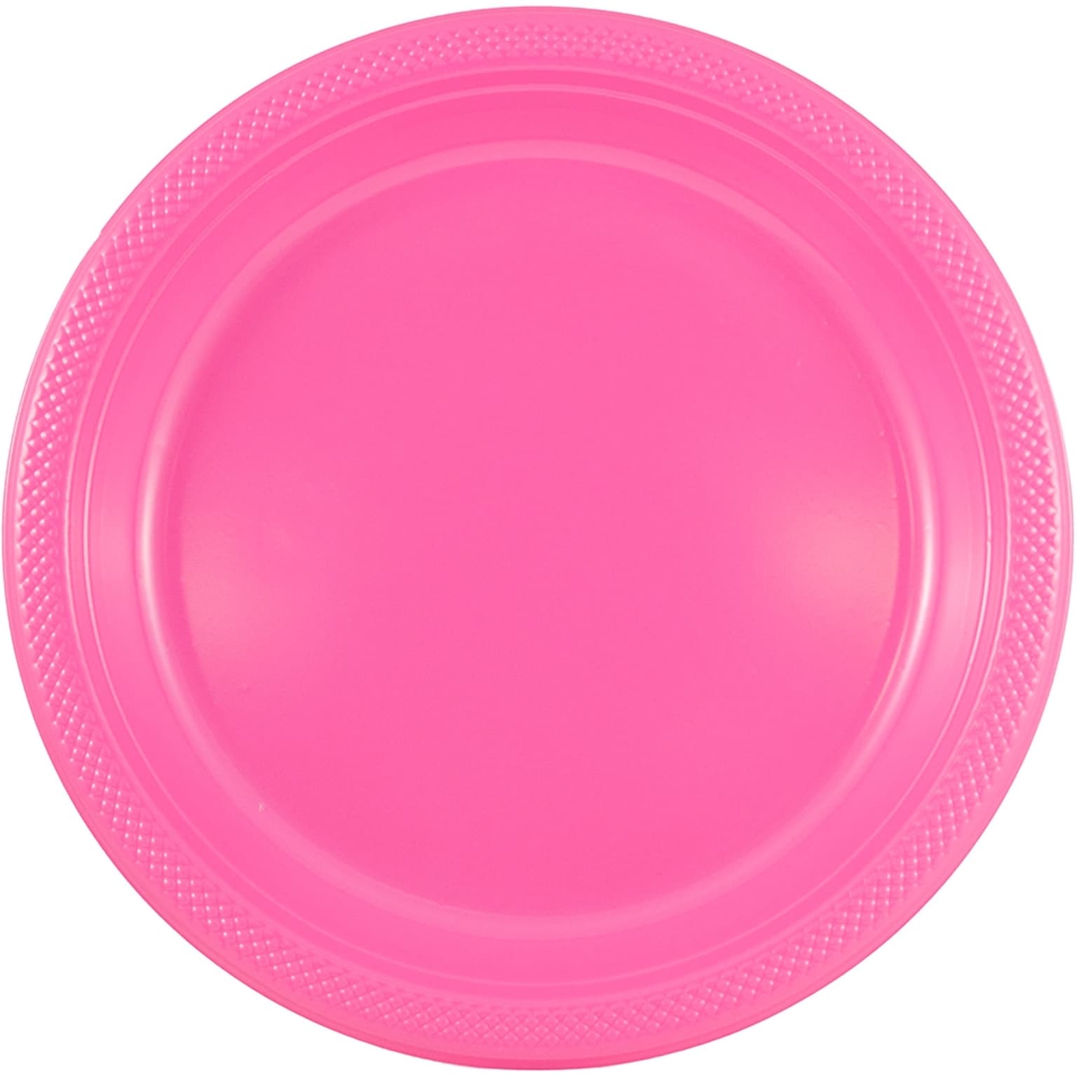 JAM Paper® Round Plastic Disposable Party Plates, Medium, 9 Inch, Fuchsia Pink, 20/Pack (9255320681)