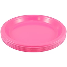 JAM Paper® Round Plastic Disposable Party Plates, Medium, 9 Inch, Fuchsia Pink, 20/Pack (9255320681)