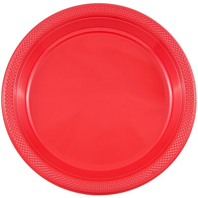 JAM Paper® Round Plastic Disposable Party Plates, Small, 7 Inch, Red, 20/Pack (7255320666)