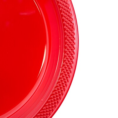 JAM Paper® Round Plastic Disposable Party Plates, Medium, 9 Inch, Red, 20/Pack (9255320667)