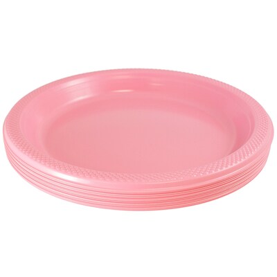 JAM Paper 7 Plastic Plates, Baby Pink, 20/Pack (7255320670)