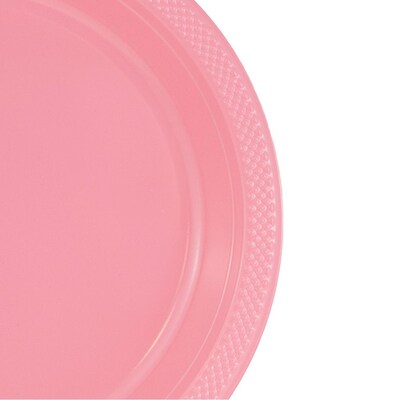 JAM Paper® Round Plastic Disposable Party Plates, Small, 7 Inch, Baby Pink, 20/Pack (7255320670)