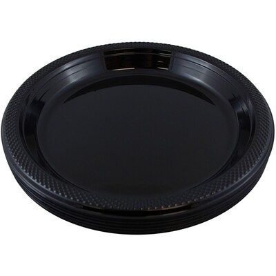 JAM Paper 9 Plastic Plates, Black, 20/Pack (9255320673)
