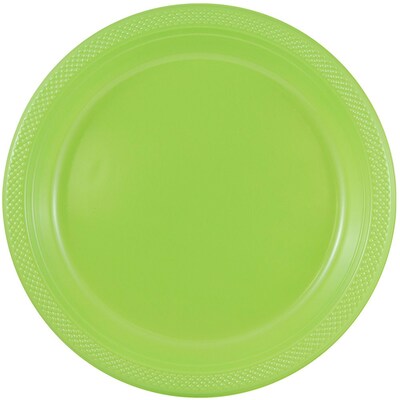 JAM Paper® Round Plastic Disposable Party Plates, Medium, 9 Inch, Lime Green, 20/Pack (9255320685)