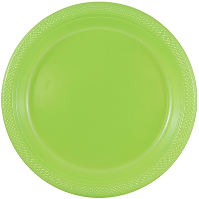 JAM Paper® Round Plastic Disposable Party Plates, Small, 7 Inch, Lime Green, 20/Pack (7255320684)
