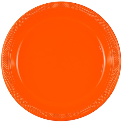 JAM Paper® Round Plastic Disposable Party Plates, Small, 7 Inch, Orange, 20/Pack (7255320686)