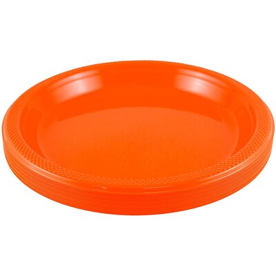 JAM Paper® Round Plastic Disposable Party Plates, Small, 7 Inch, Orange, 20/Pack (7255320686)