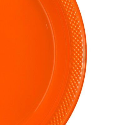 JAM Paper® Round Plastic Disposable Party Plates, Medium, 9 Inch, Orange, 20/Pack (9255320687)