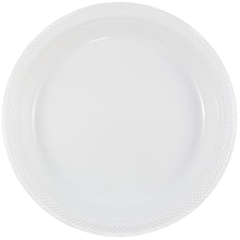 JAM Paper® Round Plastic Disposable Party Plates, Small, 7 Inch, White, 20/Pack (7255320690)