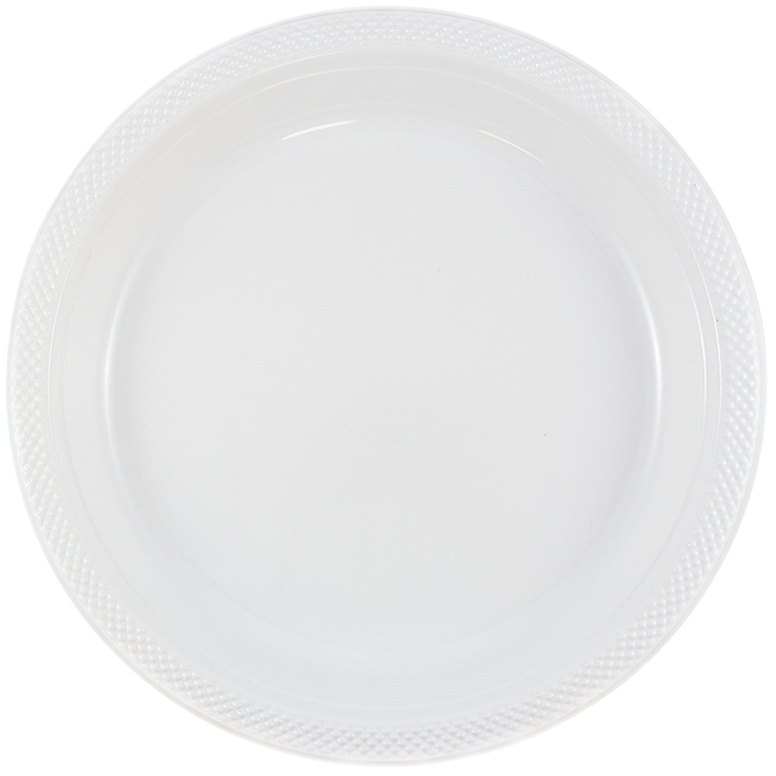 JAM PAPER Round Plastic Party Plates, 9, White, 2/Pack (925532691)