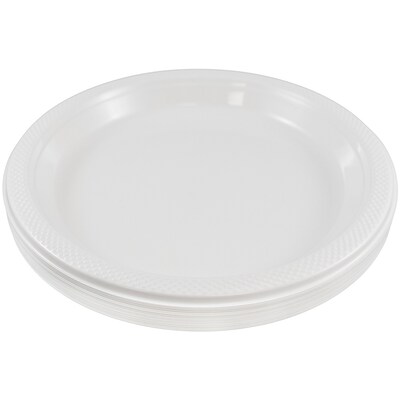 JAM Paper® Round Plastic Disposable Party Plates, Small, 7 Inch, White, 20/Pack (7255320690)