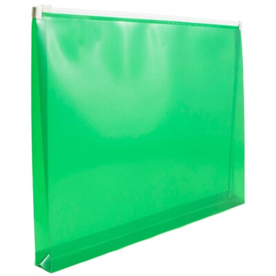 JAM Paper® Plastic Envelopes with Zip Closure, Letter Booklet, 9.5 x 12.5, Green Poly, 12/pack (218Z