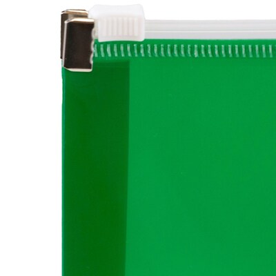 JAM Paper® Plastic Envelopes with Zip Closure, Letter Booklet, 9.5 x 12.5, Green Poly, 12/pack (218Z1GR)