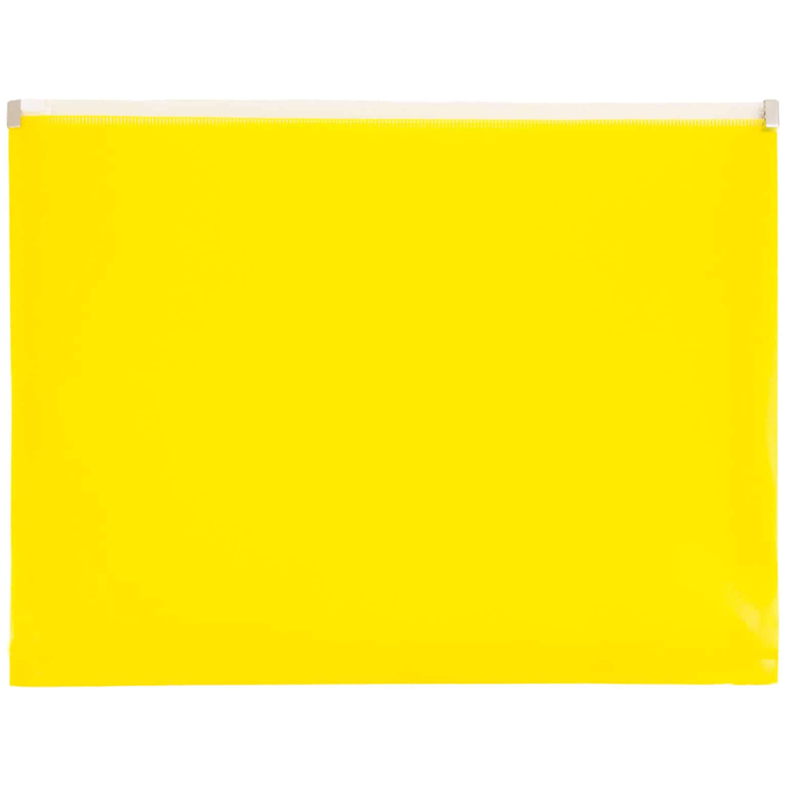 JAM Paper® Plastic Envelopes with Zip Closure, Letter Booklet, 9.5 x 12.5, Yellow Poly, 12/pack (218Z1YE)