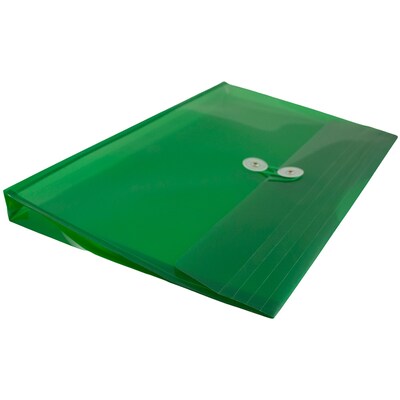 JAM Paper® Plastic Envelopes with Button and String Tie Closure, Legal Booklet, 9.75 x 14.5, Green Poly, 12/pack (219B1GR)