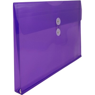 JAM Paper® Plastic Envelopes with Button and String Tie Closure, Legal Booklet, 9.75 x 14.5, Purple Poly, 12/pack (219B1PU)
