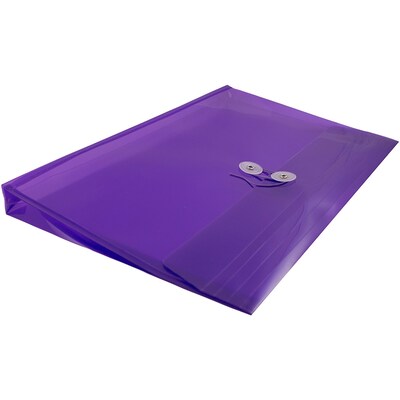 JAM Paper® Plastic Envelopes with Button and String Tie Closure, Legal Booklet, 9.75 x 14.5, Purple Poly, 12/pack (219B1PU)