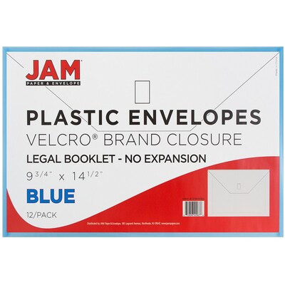 Jam Paper Plastic File Pocket, Legal Size, Blue, 12/Pack (219V0BU)