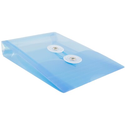 JAM Paper® Plastic Envelopes with Button and String Tie Closure, Open End, 4.25 x 6.25, Blue, 12/Pack (473B1BU)