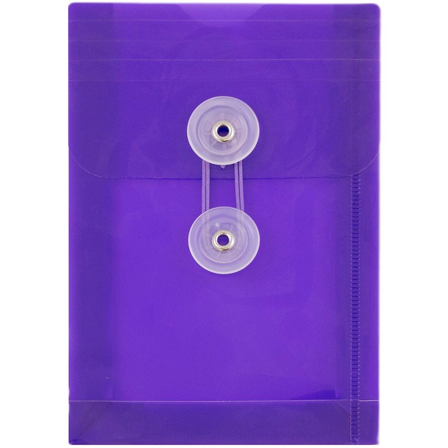 JAM Paper® Plastic Envelopes with Button and String Tie Closure, Open End, 4.25 x 6.25, Purple Poly, 12/pack (473B1PU)