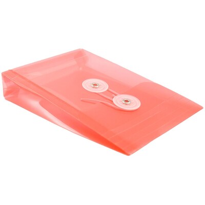 JAM Paper® Plastic Envelopes with Button and String Tie Closure, Open End, 4.25 x 6.25, Red, 12/Pack (473B1RE)