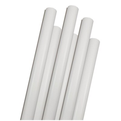 JAM Paper® Solid Color Wrapping Paper, Glossy White, 12.5 Sq Ft, 6/Pack (7706308B)