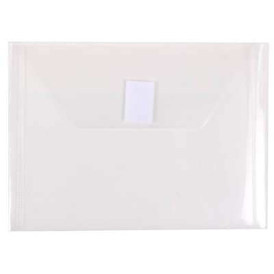 JAM Paper® Plastic Envelopes with Hook & Loop Closure, Index Booklet, 5.5 x 7.5, Clear Poly, 12/Pa