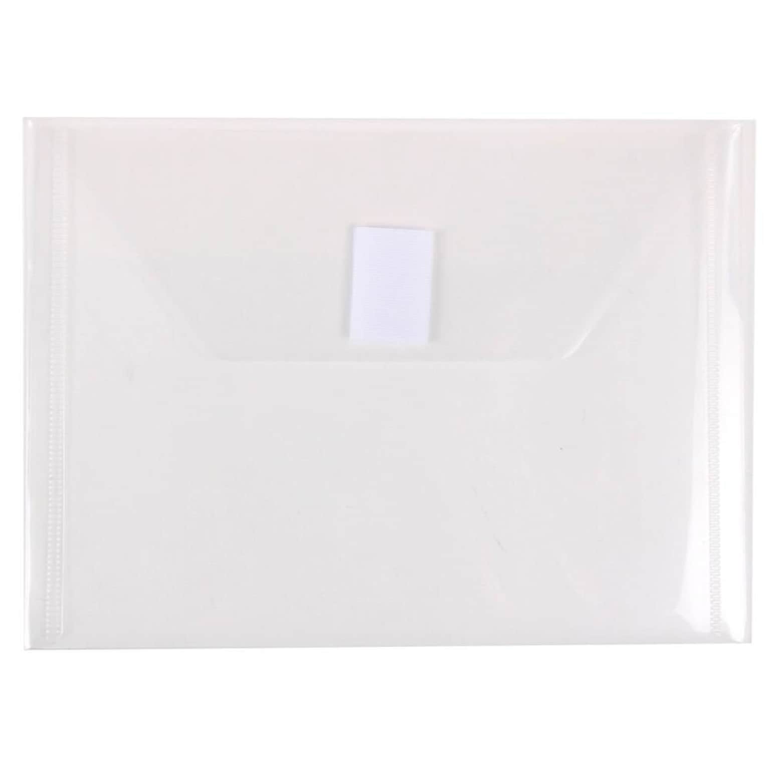 JAM Paper® Plastic Envelopes with Hook & Loop Closure, Index Booklet, 5.5 x 7.5, Clear Poly, 12/Pack (920V0CL)