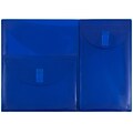 JAM Paper® Plastic 3 Pocket Envelopes with Hook & Loop Closure, Letter Booklet, 9.75 x 13, Blue Poly, 12/pack (B35312)