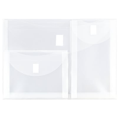 JAM Paper® 3 Pocket Plastic Envelope with Hook & Loop, Letter Booklet, 9.75 x 13, Clear, Sold Indivi